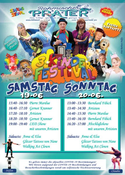 Programm Ablauf 3. Kinderfestival Böhmischer Prater